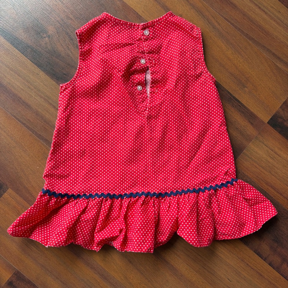 Deuce Love Red Polka Dot Sleeveless Ruffle Dress Heart Buttons Kids - Picture 5 of 5